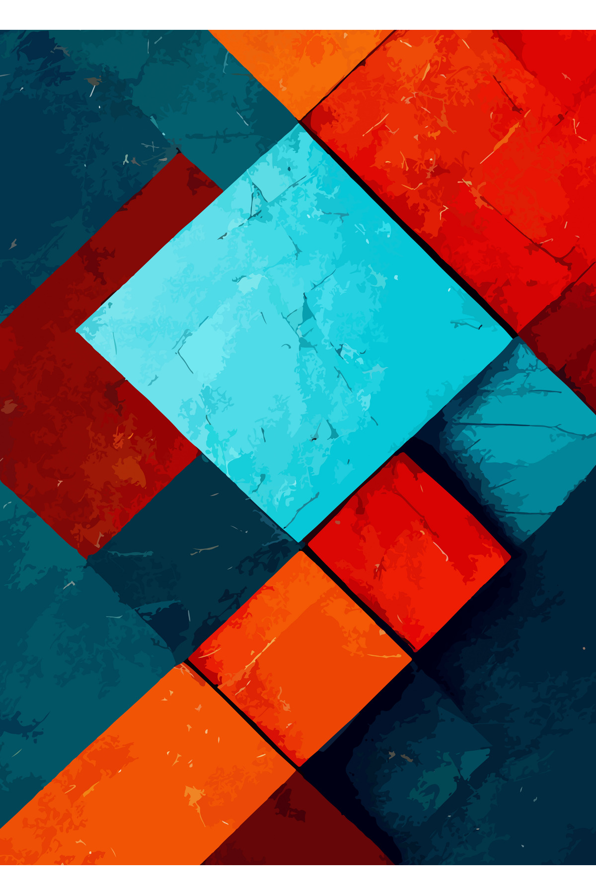 1_org_zoom-23.jpg Modern Geometrik Kareler ve Rustik Renk Blokları Kanvas Tablo - Görsel 1