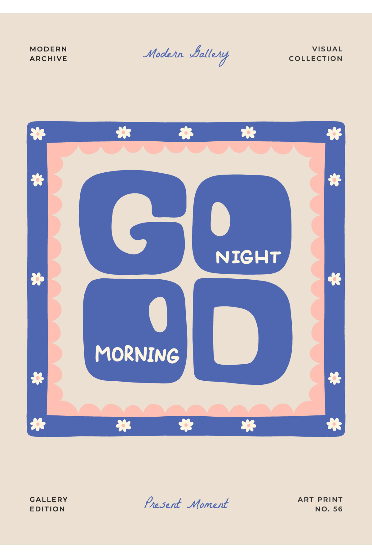1_org_zoom-92.jpg Retro Good Morning Good Night Yazılı Kanvas Tablo - Görsel 1